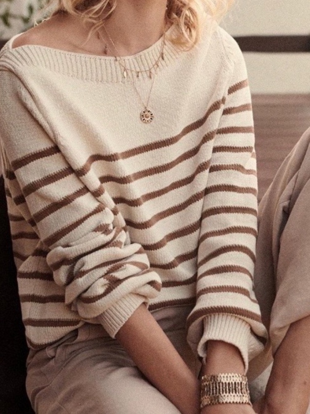 Sezane striped organic cototn sweater size S